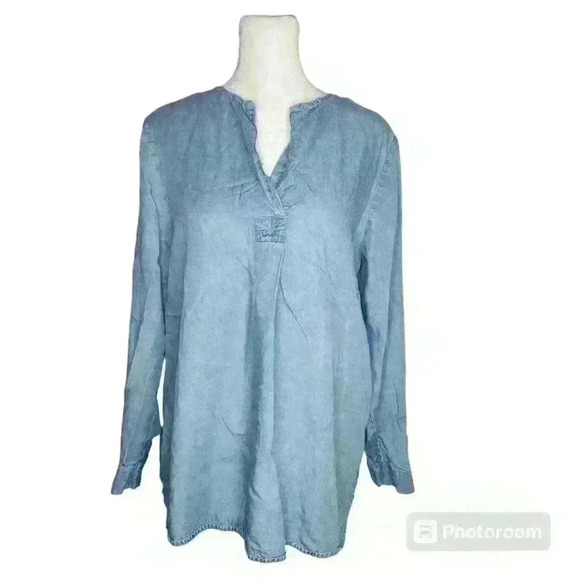J. Jill women's denim blue pullover blouse size small - Picture 1 of 8
